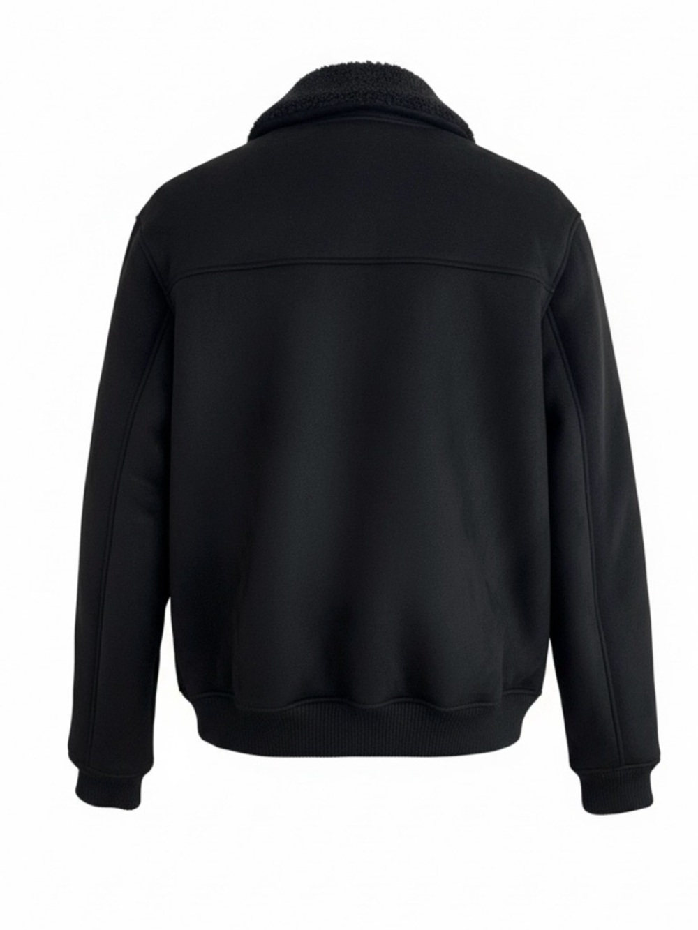 Zara Black Bomber Jacket with Sherpa Collar - Picture 4 of 4